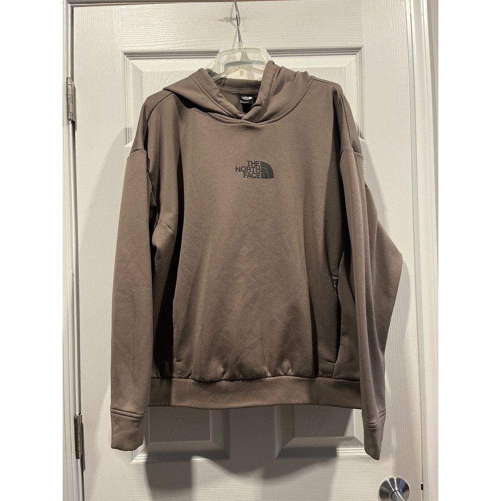 The North Face Mens‎ Taupe Brown Fleece Lined Pullover Hoodie Logo Size L